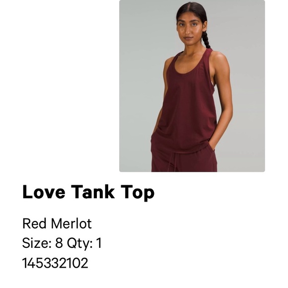 Lululemon Red Merlot Love Tank Top - Picture 3 of 7